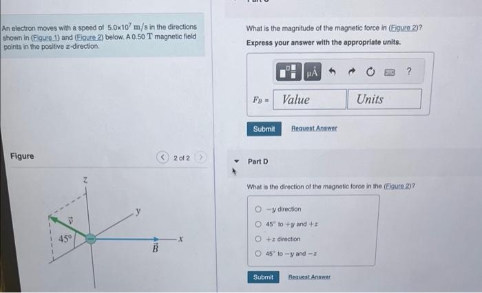 Solved An electron moves with a speed of 5.0×107 m/s in the | Chegg.com