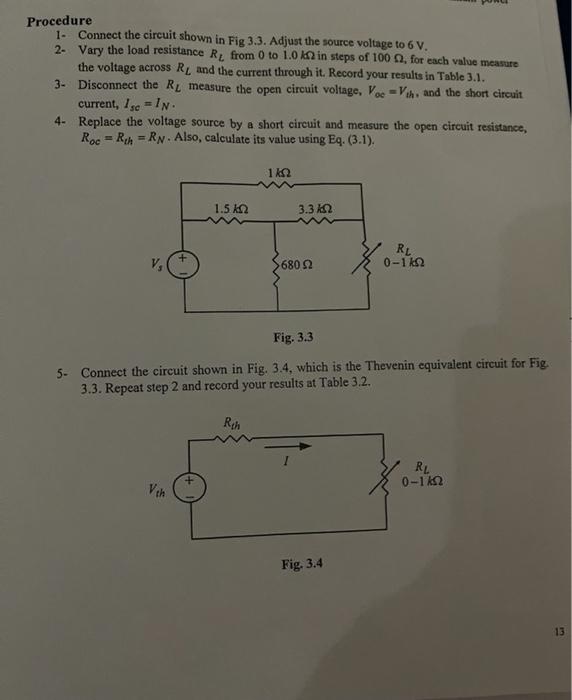 Solved Procedure 1. Connect the circuit shown in Fig 3.3. | Chegg.com
