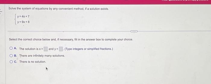 Solved Solve the system of equations by any convenient | Chegg.com