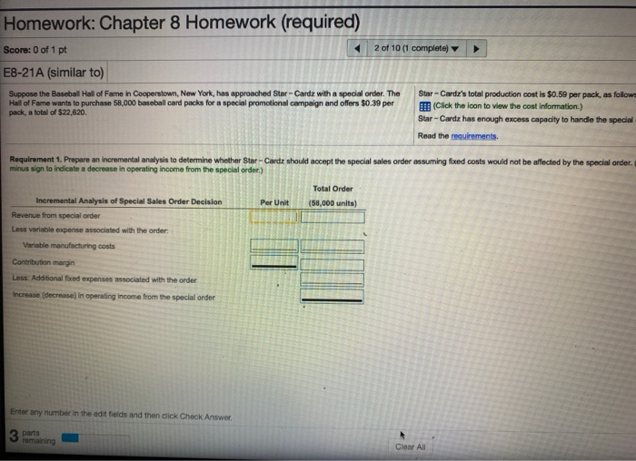 Solved Homework: Chapter 8 Homework (required) Score: 0 of 1 | Chegg.com