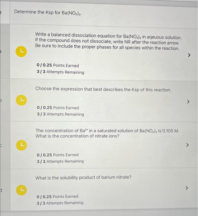 Solved Determine The Ksp For Ba(NO3)2. Write A Balanced | Chegg.com