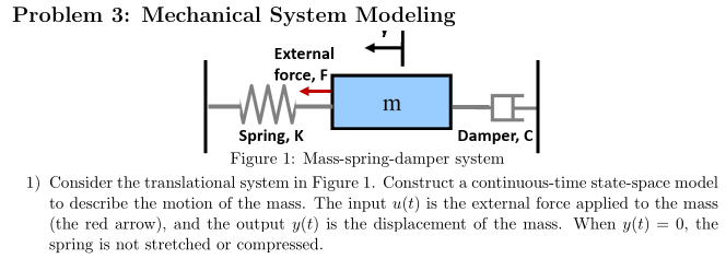 Solved Problem 3: Mechanical System Modeling1) ﻿Consider the | Chegg.com