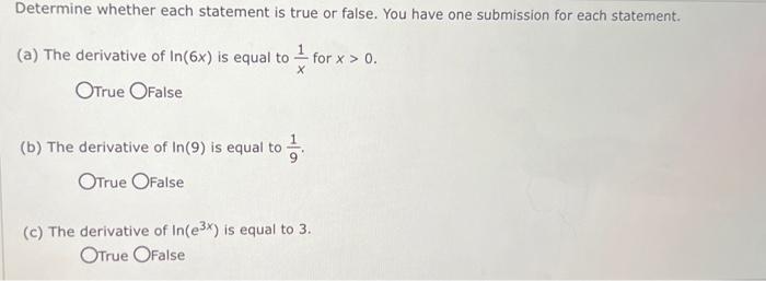 Solved Determine whether each statement is true or false. | Chegg.com