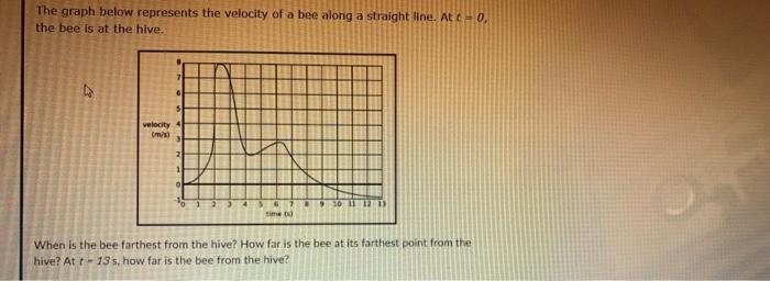 Solved The graph below represents the velocity of a bee | Chegg.com