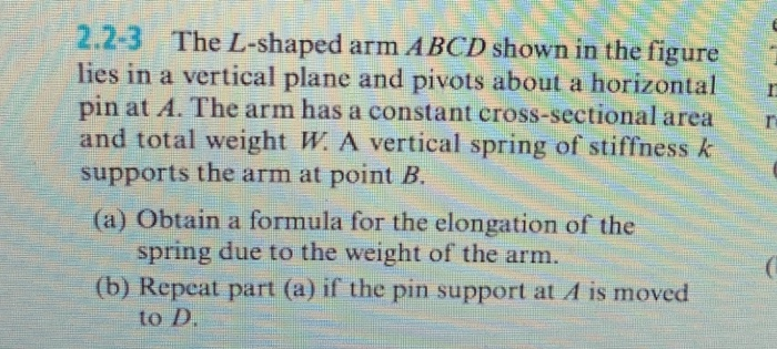 Solved 2.2-3 The L-shaped arm ABCD shown in the figure lies | Chegg.com