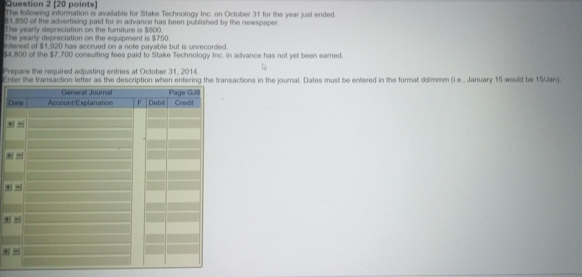 Solved Question 2 [20 points) The following information is | Chegg.com