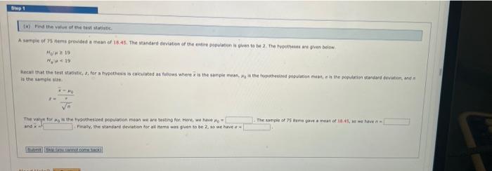 Solved Step 1 (a) Find the value of the test statistic A | Chegg.com