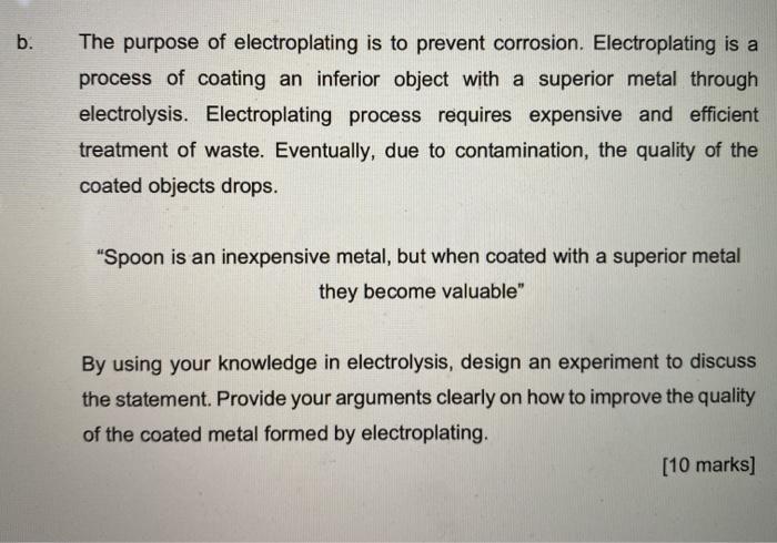 What is the on sale purpose of electroplating