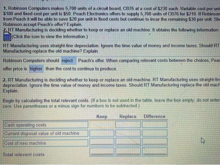 Solved 1. Robinson Computers makes 5,700 units of a circuit | Chegg.com