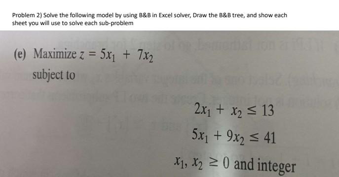 Solved Problem 2) Solve The Following Model By Using B&B In | Chegg.com