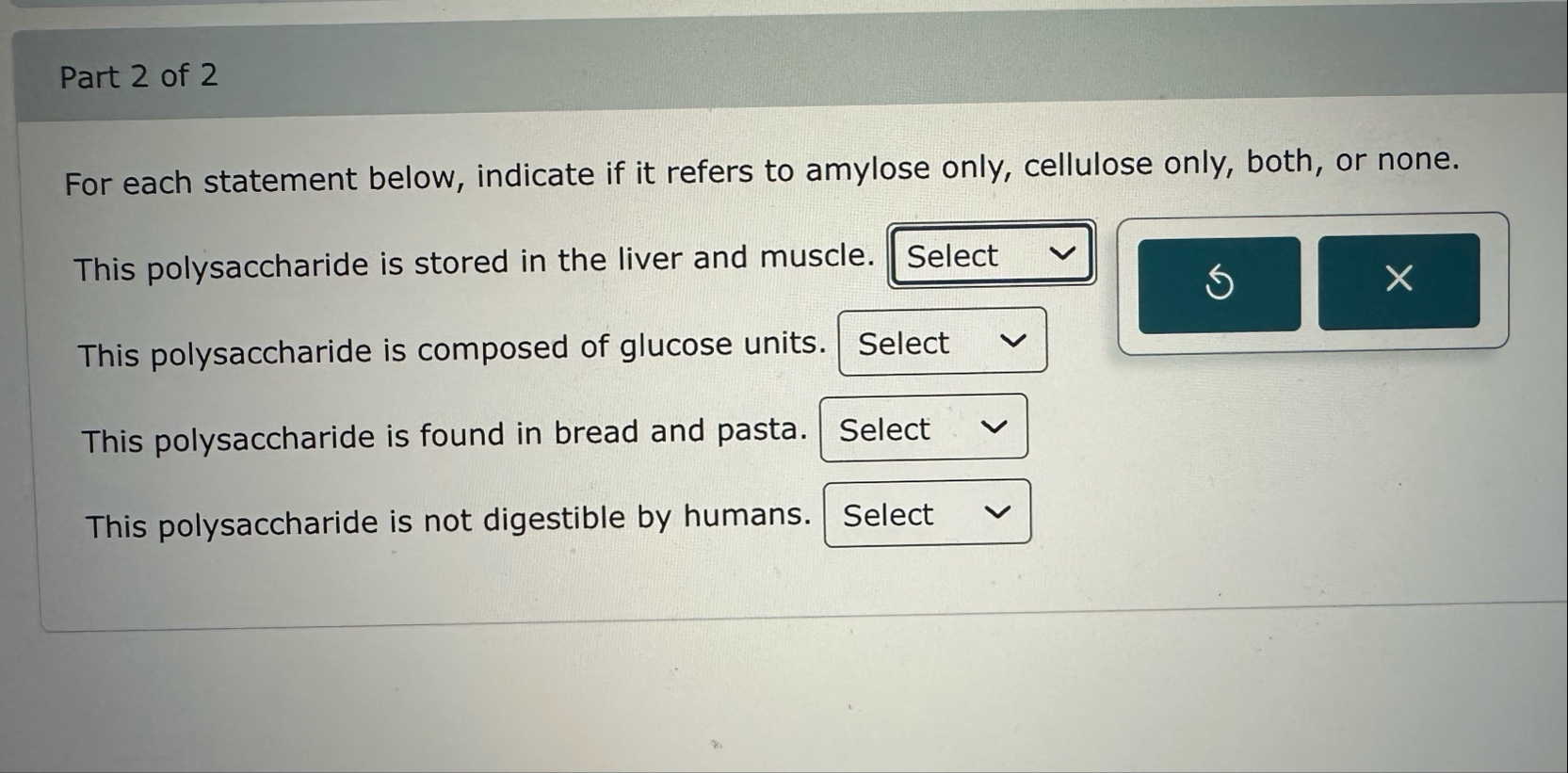 Solved Part 2 ﻿of 2For each statement below, indicate if it | Chegg.com