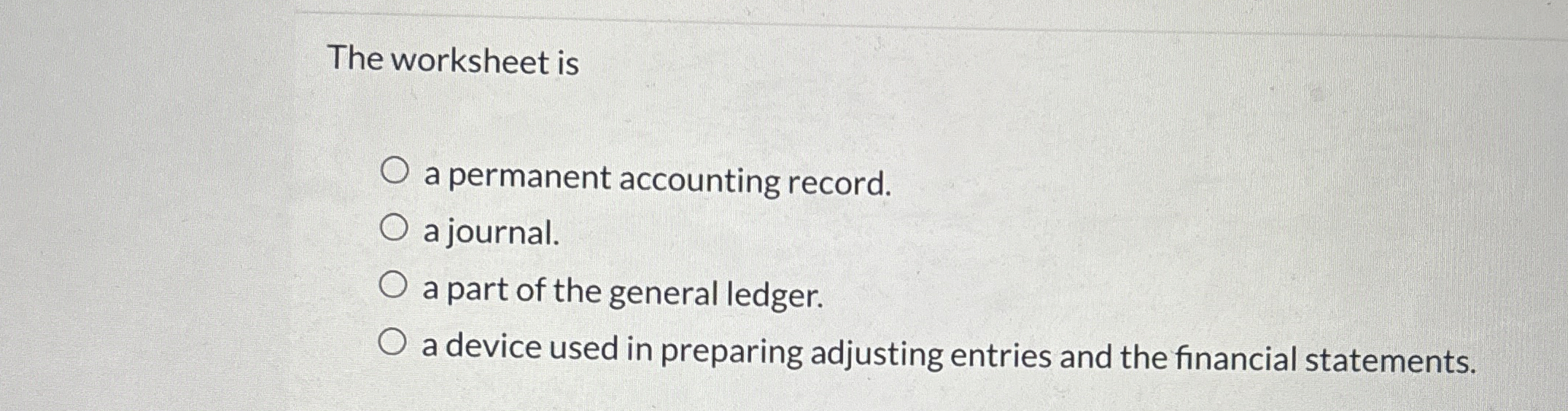 Solved The worksheet isa permanent accounting record.a