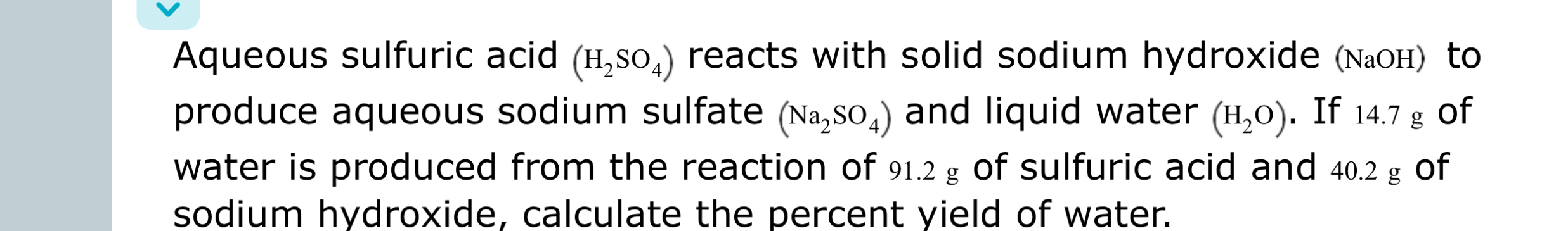 Solved Aqueous sulfuric acid (H2SO4) ﻿reacts with solid | Chegg.com