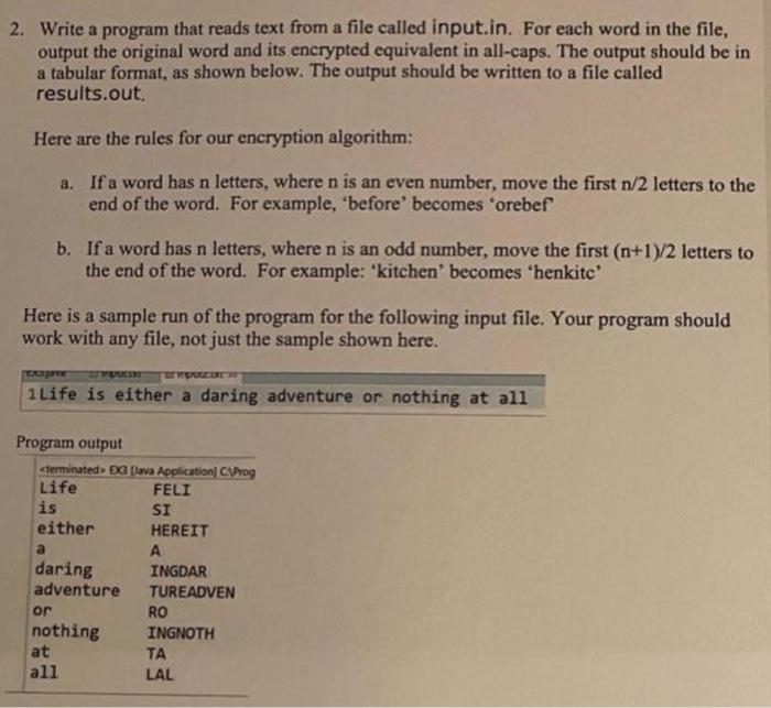 Solved 2. Write a program that reads text from a file called | Chegg.com
