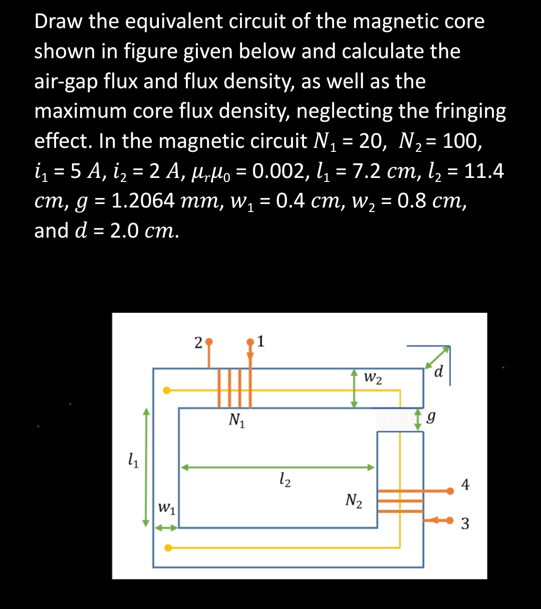 Solved Draw the equivalent circuit of the magnetic core | Chegg.com