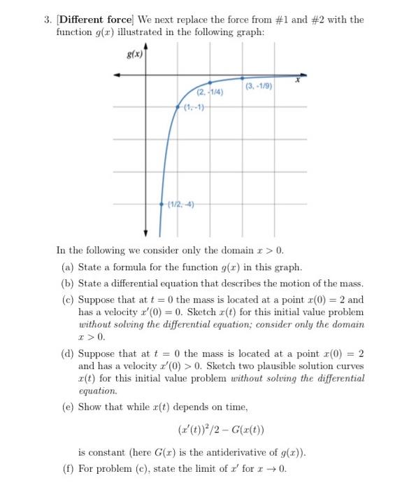 Solved 3. Different force! We next replace the force from #1 | Chegg.com