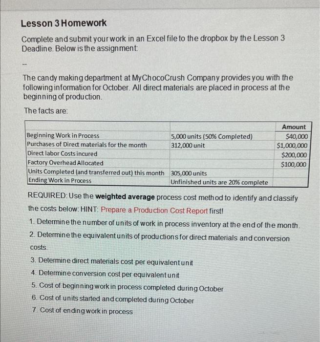 Solved Lesson 3 Homework Complete and submit your work in an | Chegg.com