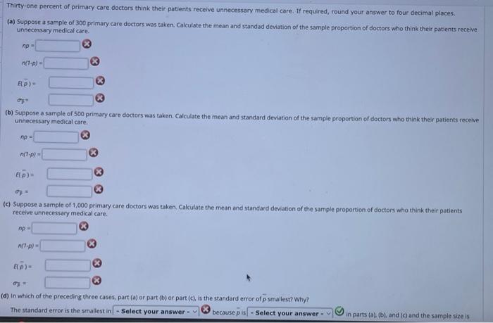 Solved Thirty One Percent Of Primary Care Doctors Think Chegg