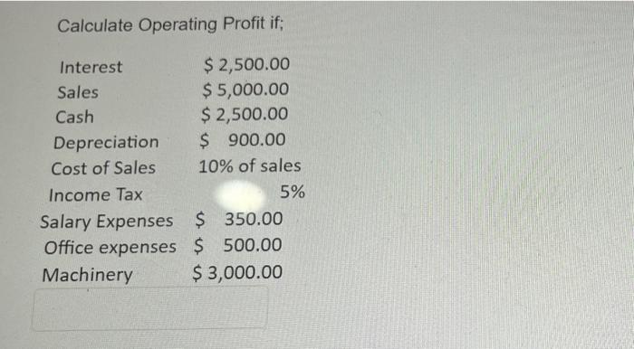 Solved Calculate Operating Profit If; | Chegg.com