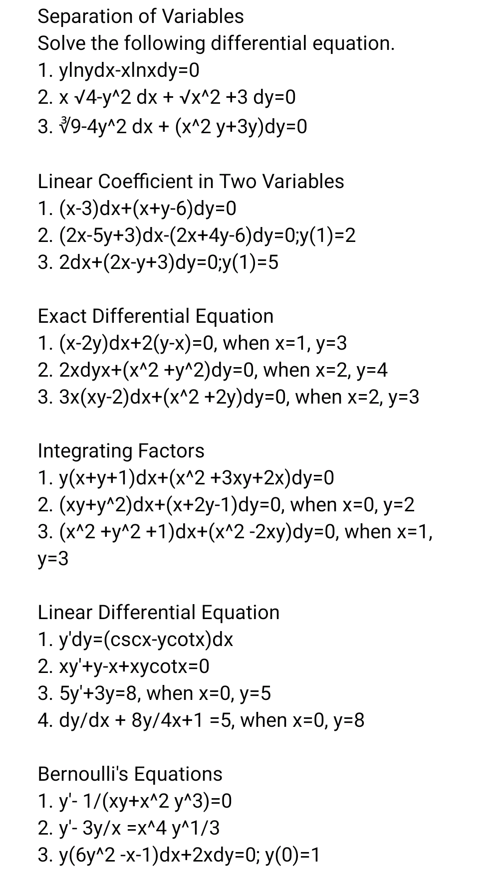Solved Separation Of Variables Solve The Following Chegg Com