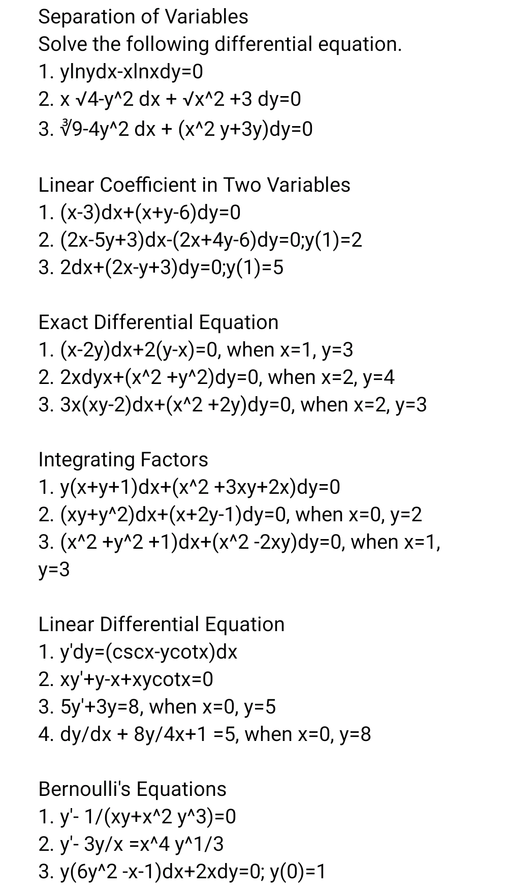 Separation Of Variables Solve The Following Chegg Com