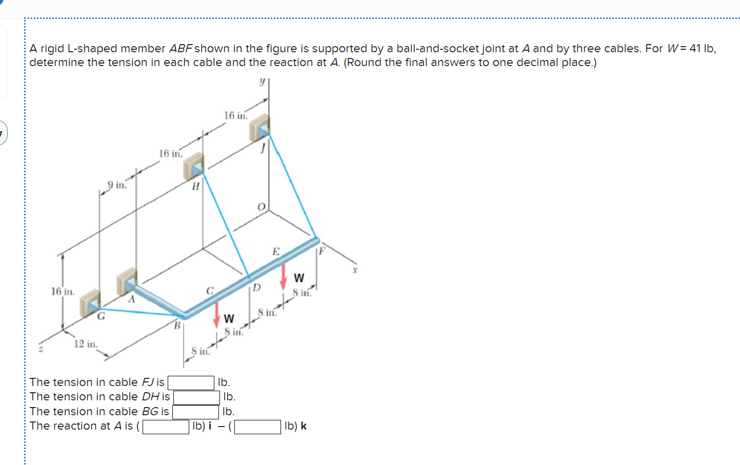 Solved A rigid L-shaped member ABF shown in the figure is | Chegg.com