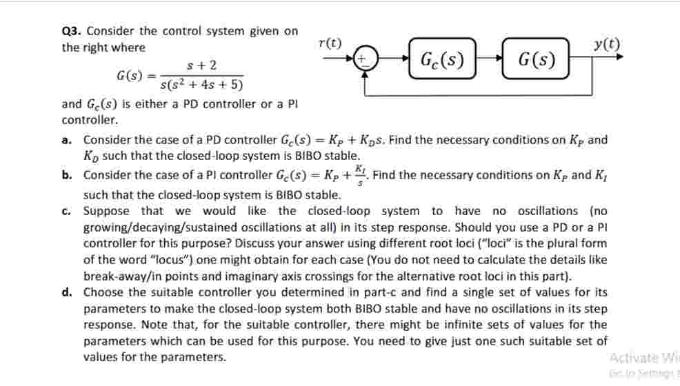 Solved Q3. ﻿Consider the control system given onthe right | Chegg.com