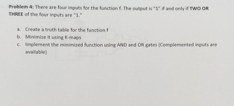 Solved Problem 4: There are four inputs for the function f. | Chegg.com