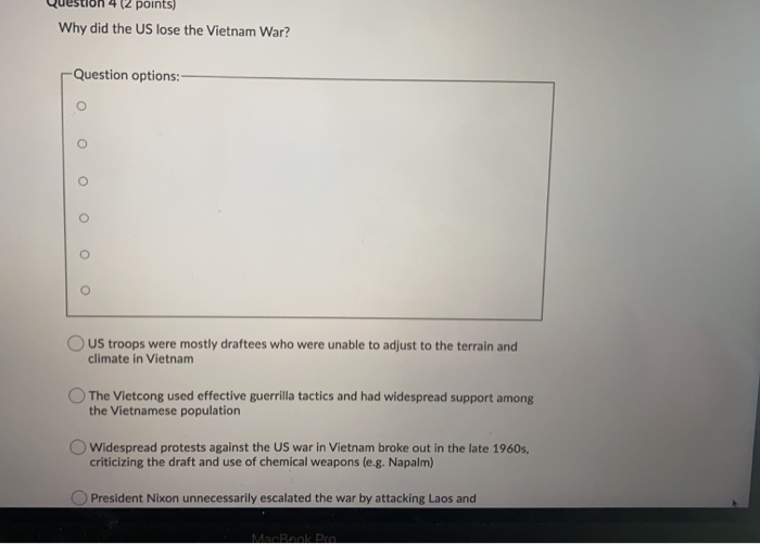 points) Why did the US lose the Vietnam War? | Chegg.com