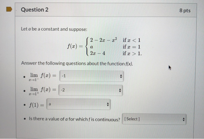 Solved Question 2 8 pts Let a be a constant and suppose: 2 - | Chegg.com