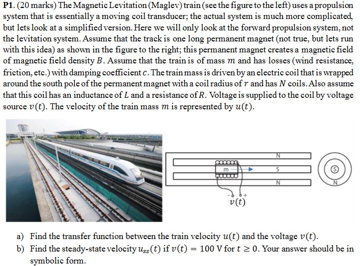 Solved by an EXPERT P1. (20 ﻿marks) ﻿The Magnetic Levitation (Maglev ...
