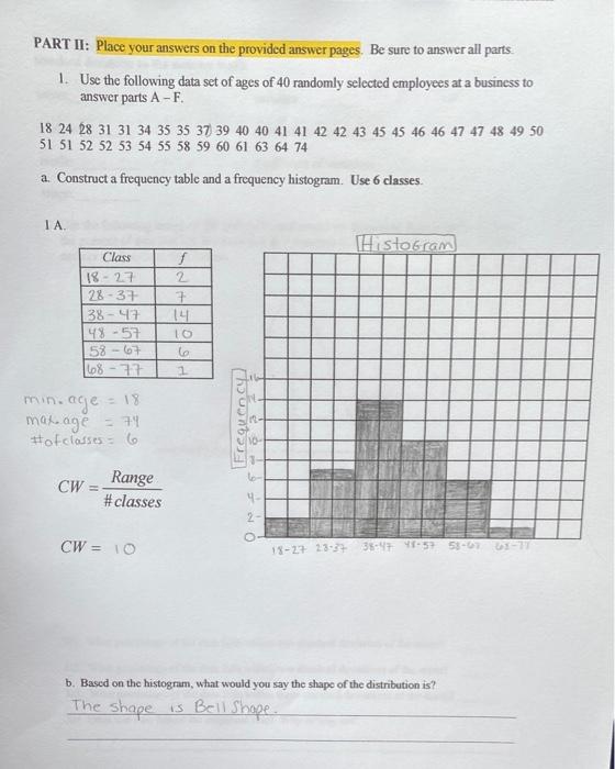 Solved PART II: Place your answers on the provided answer | Chegg.com