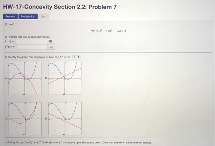 Solved HW-17-Concavity Section 2.2: Problem 6 Previous | Chegg.com