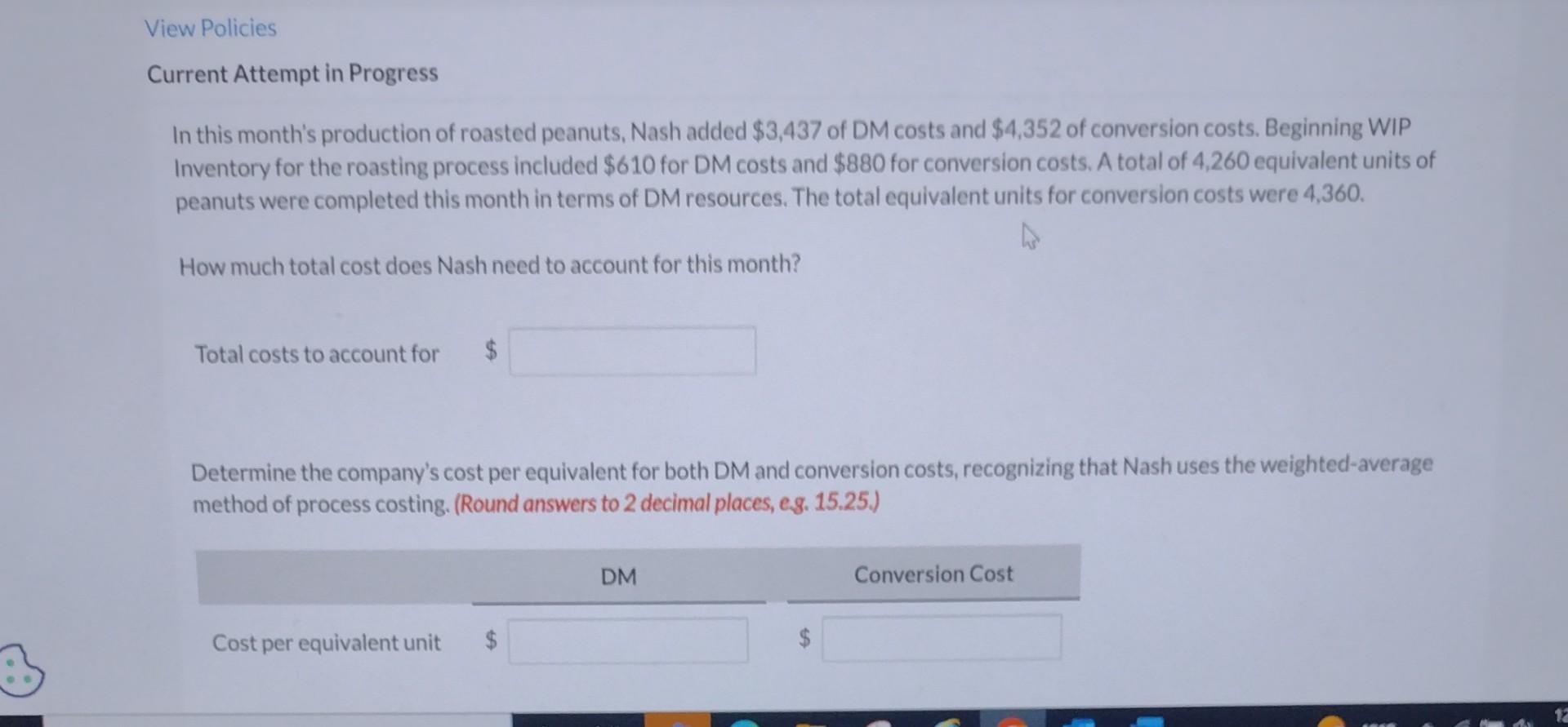 Solved In this month's production of roasted peanuts, Nash | Chegg.com