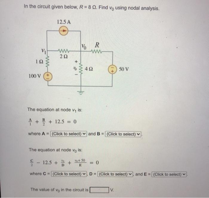 Solved In the circuit given below, R = 8. Find Vo using | Chegg.com