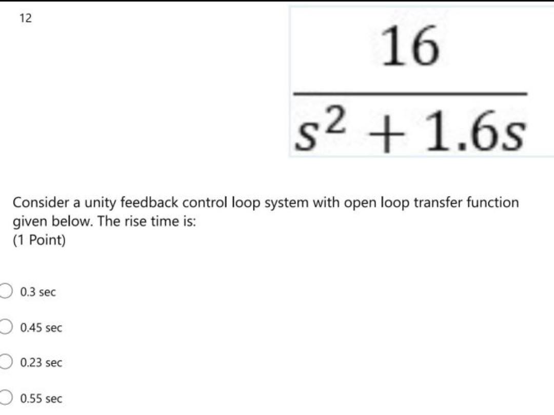 12 Consider a unity feedback control loop system with | Chegg.com