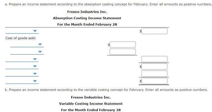 Solved Income statements under absorption costing and | Chegg.com