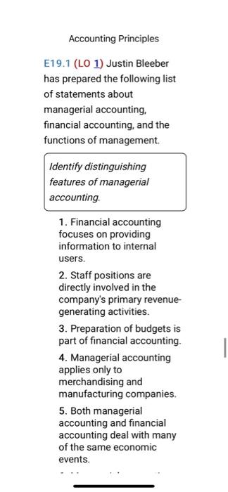 Solved Accounting Principles E19.1 (LO 1) Justin Bleeber has | Chegg.com