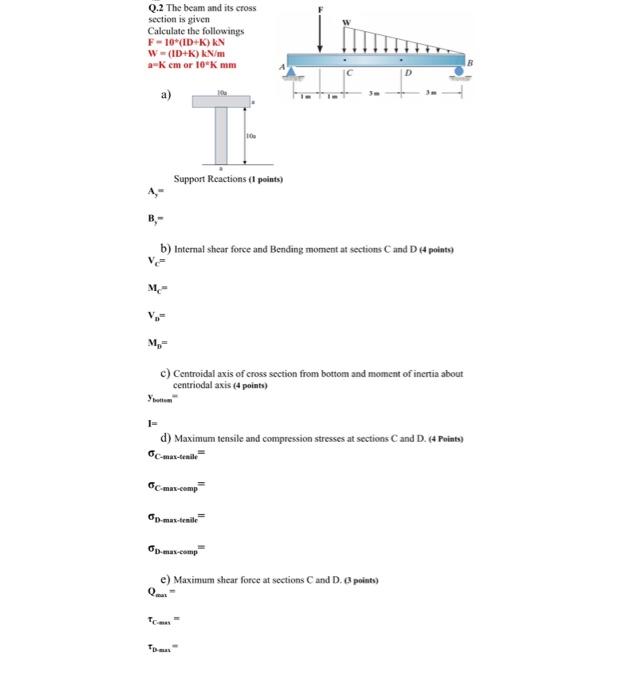 Solved Q.2 The beam and its cross section is given Calculate | Chegg.com