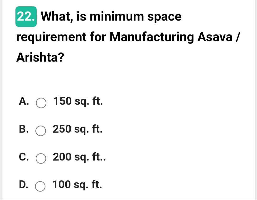 Solved What, is minimum space requirement for Manufacturing