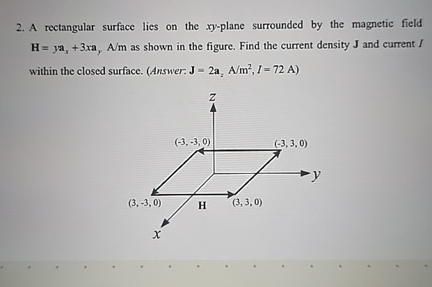Solved A rectangular surface lies on the xy-plane surrounded | Chegg.com