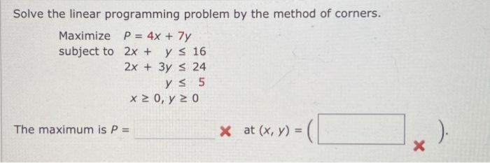 Solved Solve the linear programming problem by the method of | Chegg.com