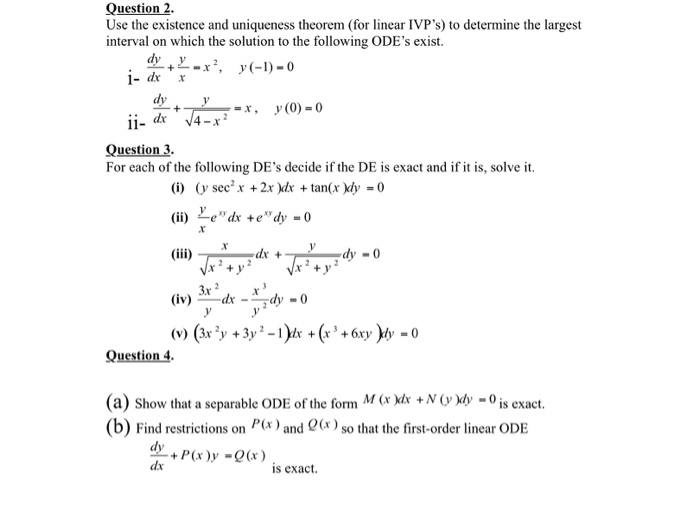 Solved дф Question 1. For each of the following DE's, | Chegg.com