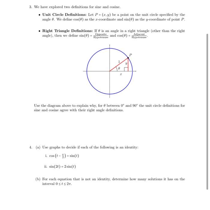Solved 3 we have explored two definitions for sine and chegg