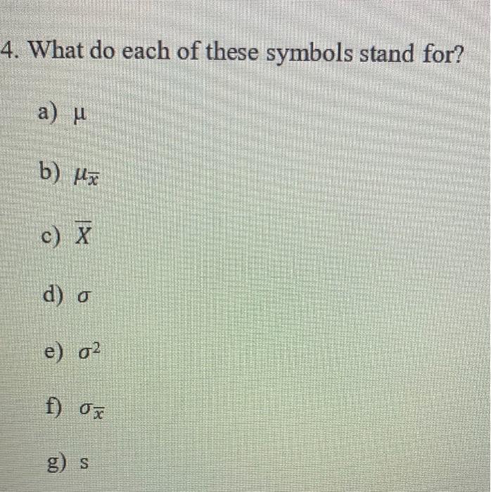 Solved 4. What do each of these symbols stand for? a) u b) | Chegg.com