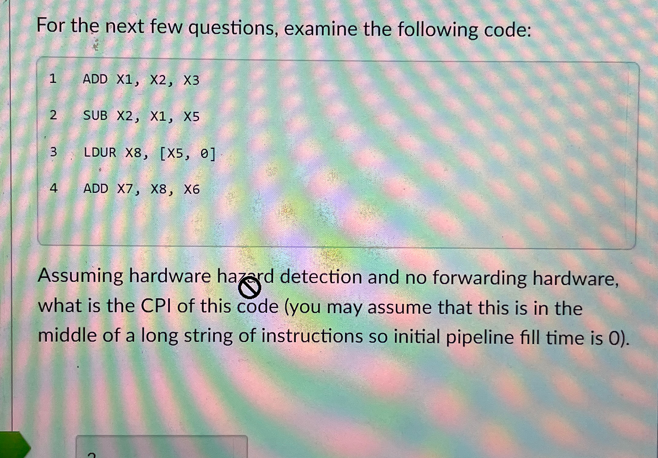 Solved For the next few questions, examine the following | Chegg.com