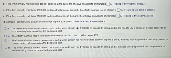Solved Compensating balances and effective annual rates | Chegg.com