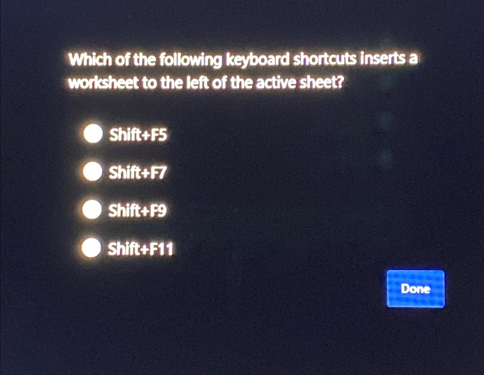 Solved Which of the following keyboard shortcuts inserts a | Chegg.com