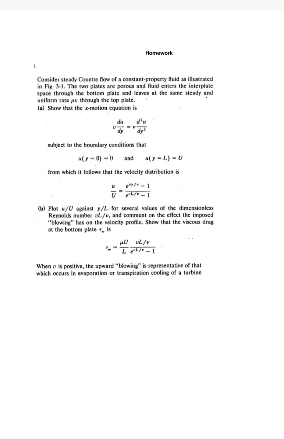 Solved 1. Consider steady Couette flow of a | Chegg.com