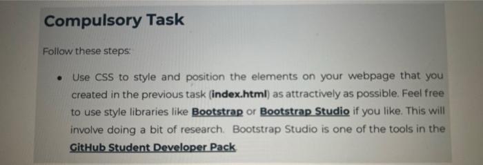 Solved Compulsory Task Follow these steps: - Use CSS to 